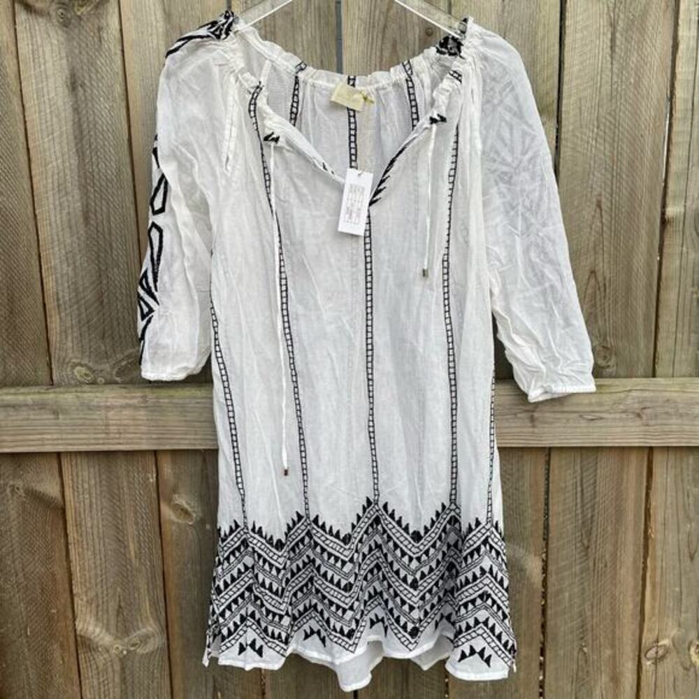 Love Sam Caftan Swim‎ Cover Embroidered Size Small NWT Cotton Mesh